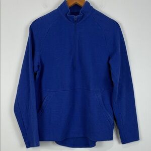 Lululemon Men’s Small Half Zip At Ease Cobalt Blue Textured Bubble Dot Pullover